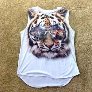 Sequin Tiger Face Tank Top
